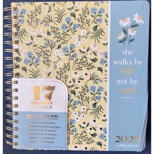 17 Month Planner WALK BY FAITH Aug 25-Dec 2026 Weekly Planning Note Page Gift